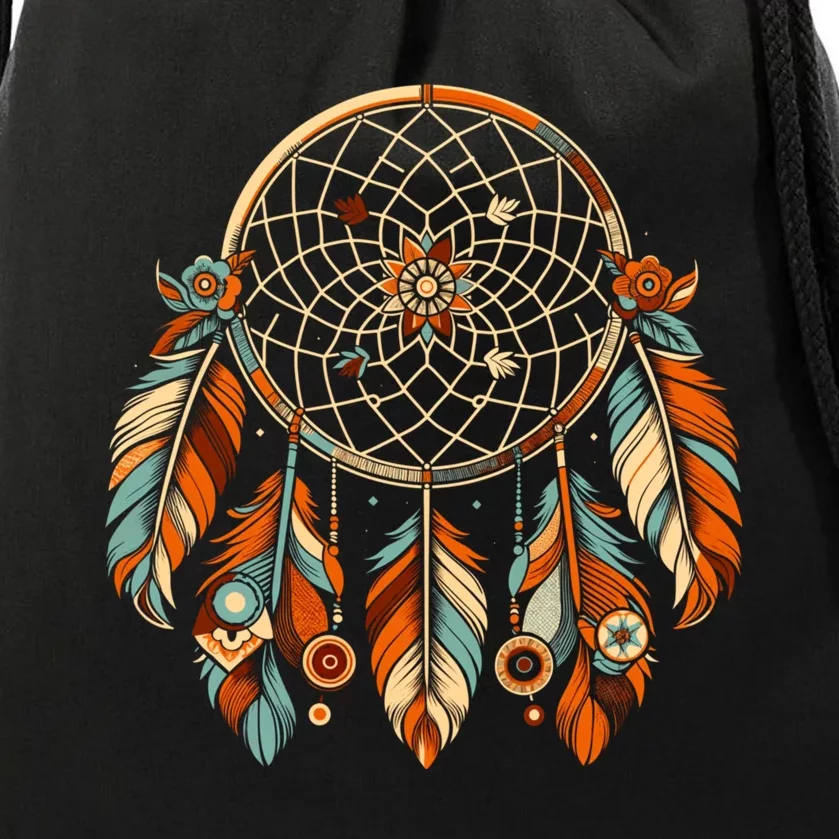 Retro Art Style Christmas Cool Dreamcatcher Symbol Drawstring Bag