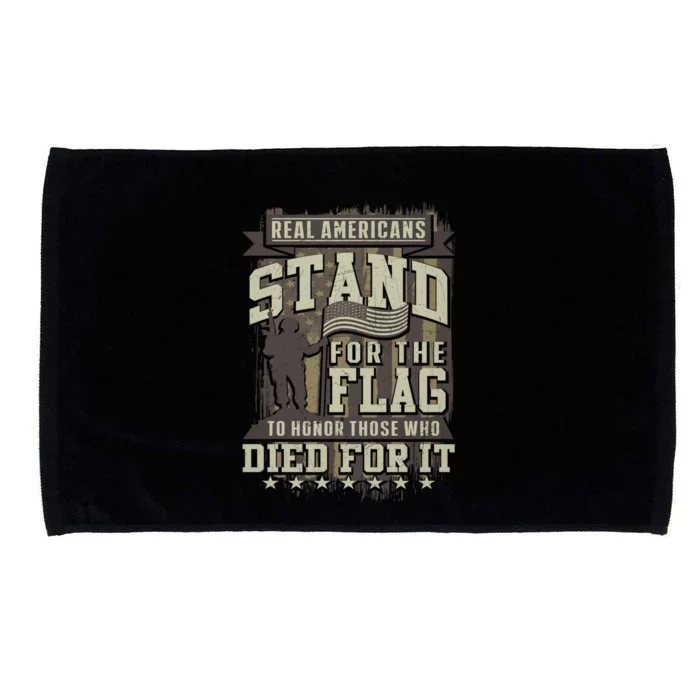 Real Americans Stand For The Flag To Honor The Fallen Gift Microfiber Hand Towel