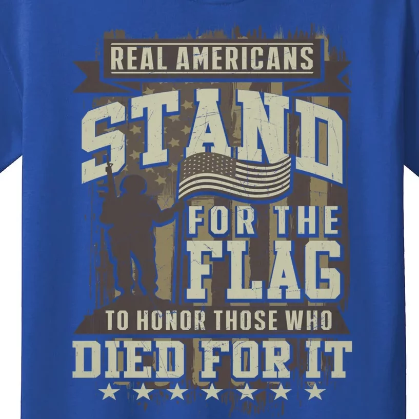 Real Americans Stand For The Flag To Honor The Fallen Gift Kids T-Shirt