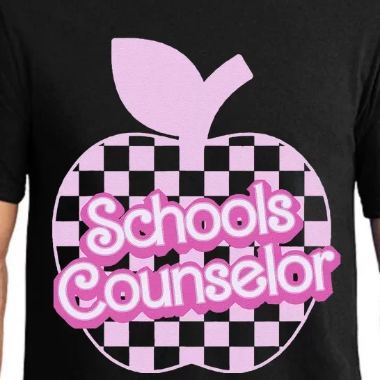 Retro Apple School Counselor Groovy Teacher Back To School Pajama Set