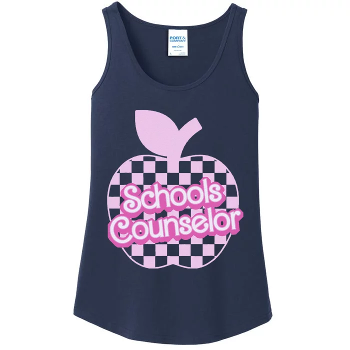 Retro Apple School Counselor Groovy Teacher Back To School Ladies Essential Tank