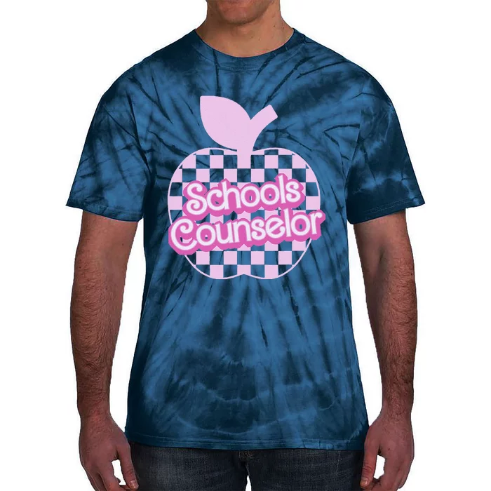 Retro Apple School Counselor Groovy Teacher Back To School Tie-Dye T-Shirt