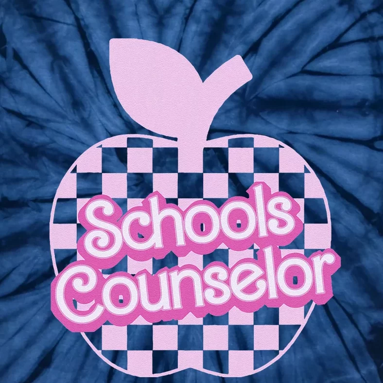 Retro Apple School Counselor Groovy Teacher Back To School Tie-Dye T-Shirt