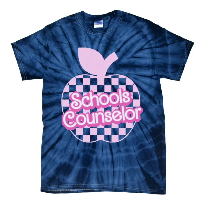 Retro Apple School Counselor Groovy Teacher Back To School Tie-Dye T-Shirt