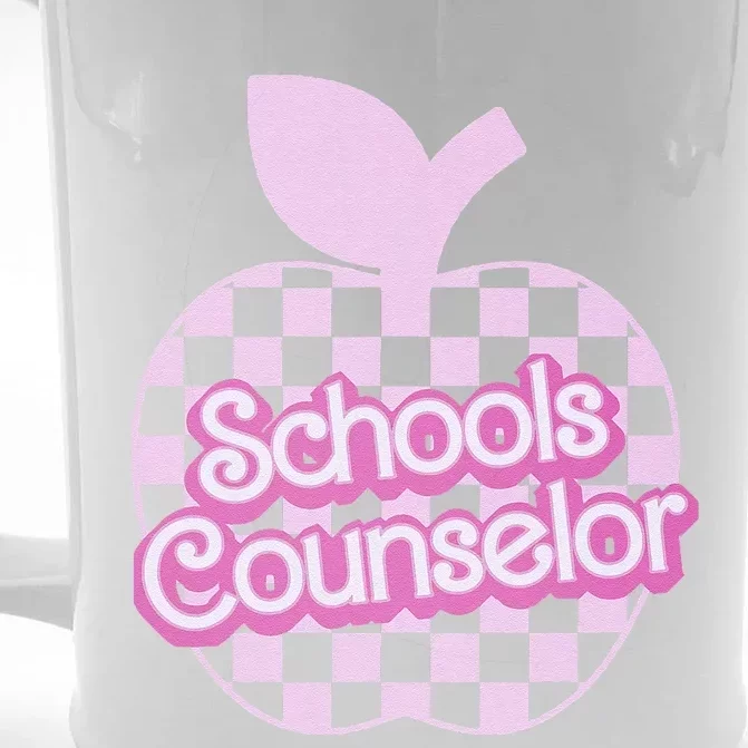 Retro Apple School Counselor Groovy Teacher Back To School Front & Back Beer Stein