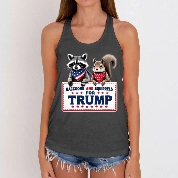 Raccoons And Squirrels For Trump Women's Knotted Racerback Tank