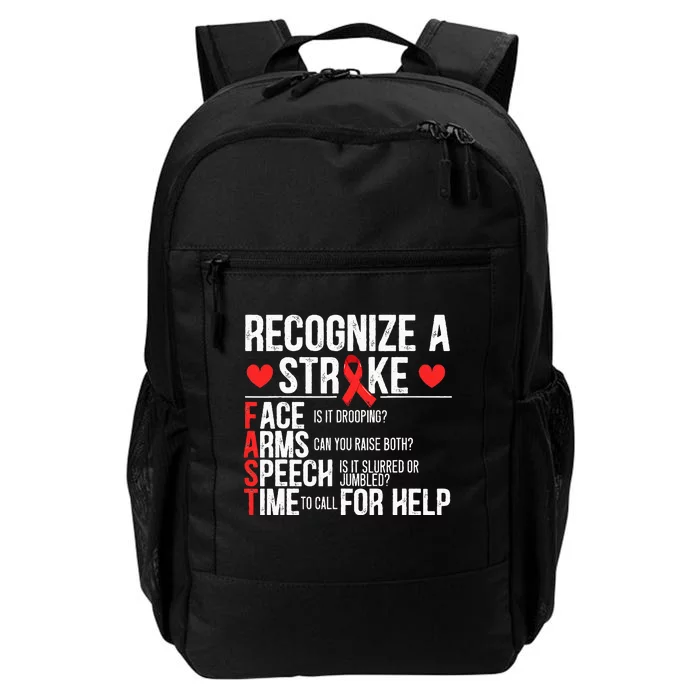 Recognize A Stroke Awareness Brain Attack I Wear Red Daily Commute Backpack