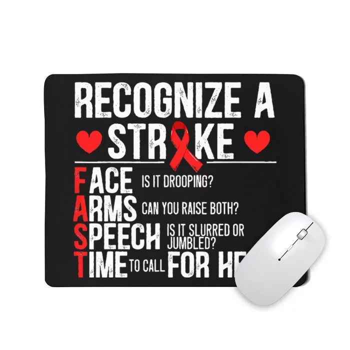 Recognize A Stroke Awareness Brain Attack I Wear Red Mousepad