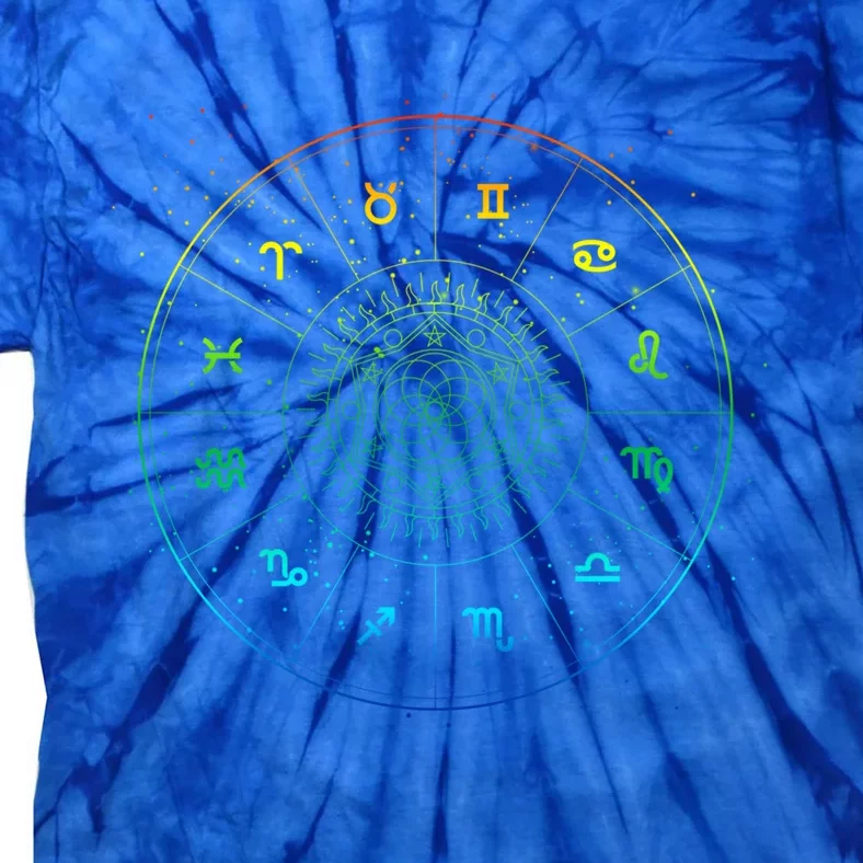 Rainbow Astrology Star Sign Zodiac Horoscope Gift Tie-Dye T-Shirt