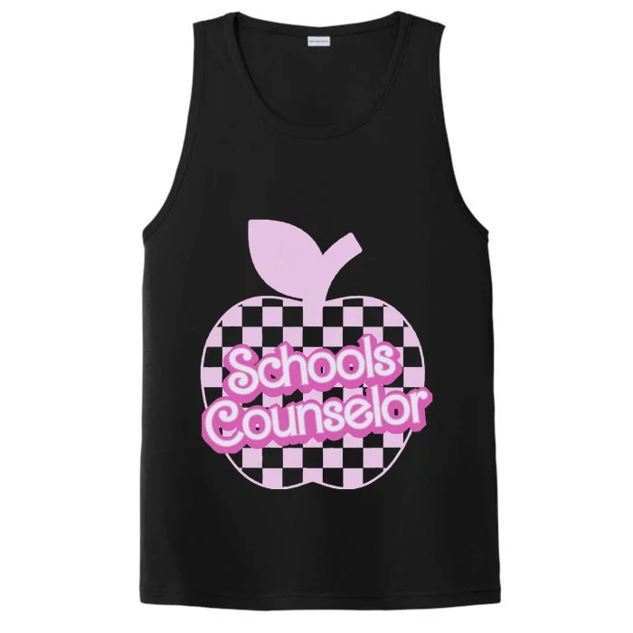 Retro Apple School Counselor Groovy Back To School Performance Tank