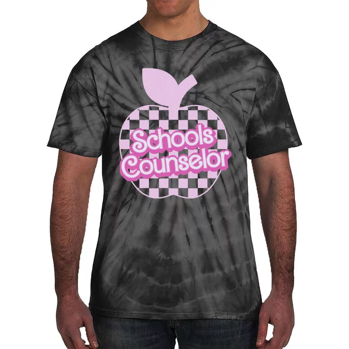 Retro Apple School Counselor Groovy Back To School Tie-Dye T-Shirt