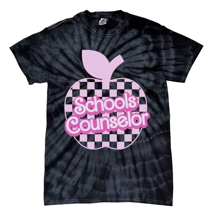 Retro Apple School Counselor Groovy Back To School Tie-Dye T-Shirt