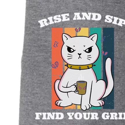 Rise And Sip Find Your Grip Funny Caffeine Coffee Doggie 3-End Fleece Hoodie