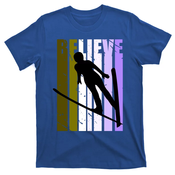 Retro Alpine Ski Jumping Jumper Female Competition Vintage Gift T-Shirt