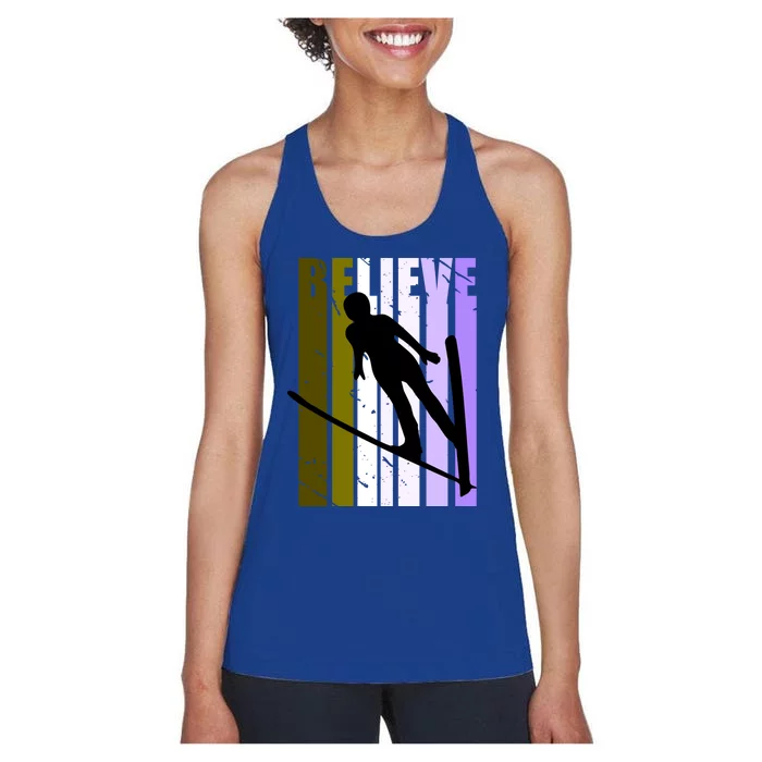 Retro Alpine Ski Jumping Jumper Female Competition Vintage Gift Women's Racerback Tank