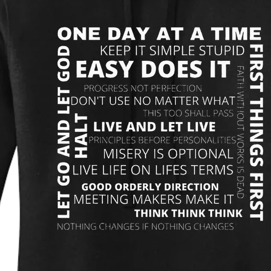 Recovery Aa Sayings And Slogans One Day At A Time Design Na Women's Pullover Hoodie