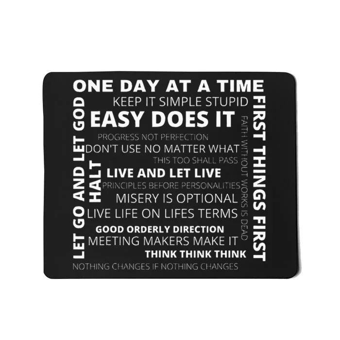 Recovery Aa Sayings And Slogans One Day At A Time Design Na Mousepad