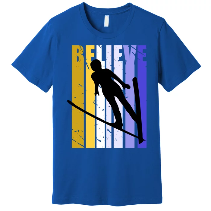 Retro Alpine Ski Jumping Jumper Female Competition Vintage Gift Premium T-Shirt