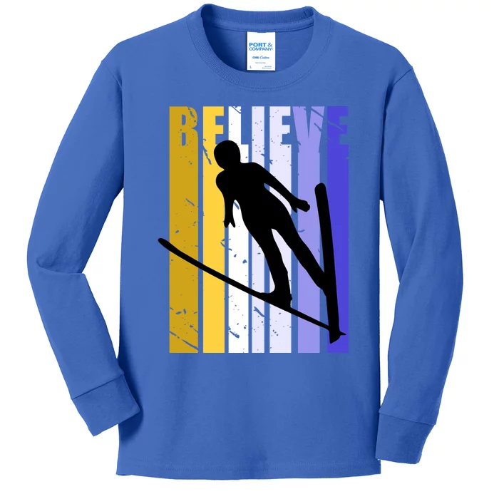 Retro Alpine Ski Jumping Jumper Female Competition Vintage Gift Kids Long Sleeve Shirt