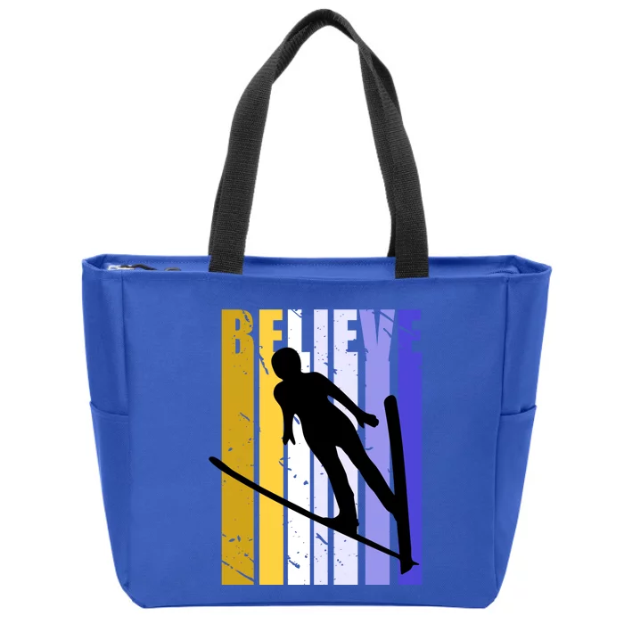 Retro Alpine Ski Jumping Jumper Female Competition Vintage Gift Zip Tote Bag