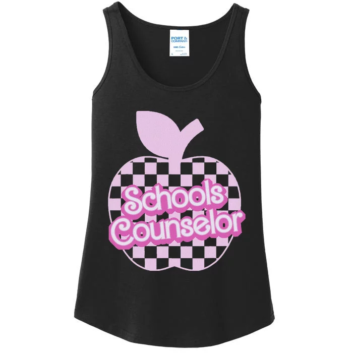 Retro Apple School Counselor Groovy Back To School Ladies Essential Tank