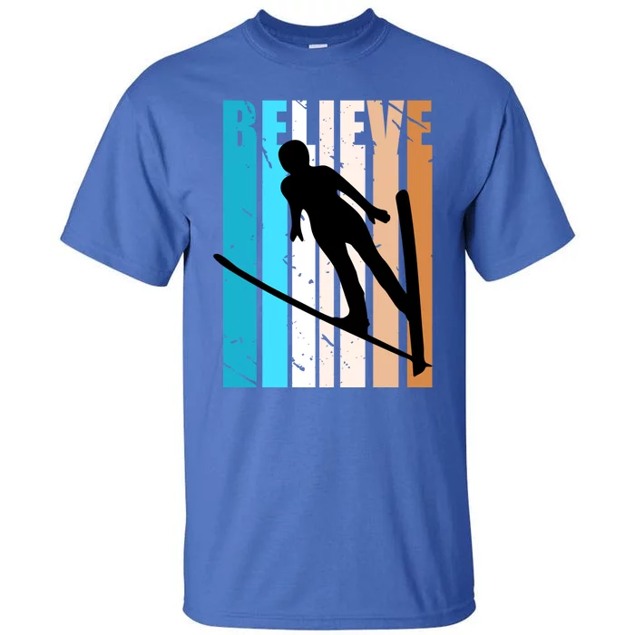 Retro Alpine Ski Jumping Jumper Female Competition Vintage Gift Tall T-Shirt