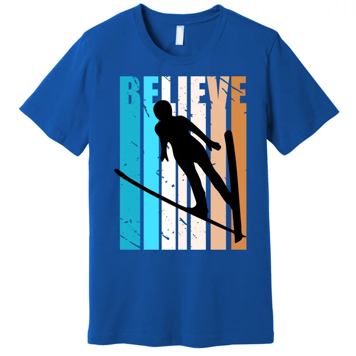 Retro Alpine Ski Jumping Jumper Female Competition Vintage Gift Premium T-Shirt