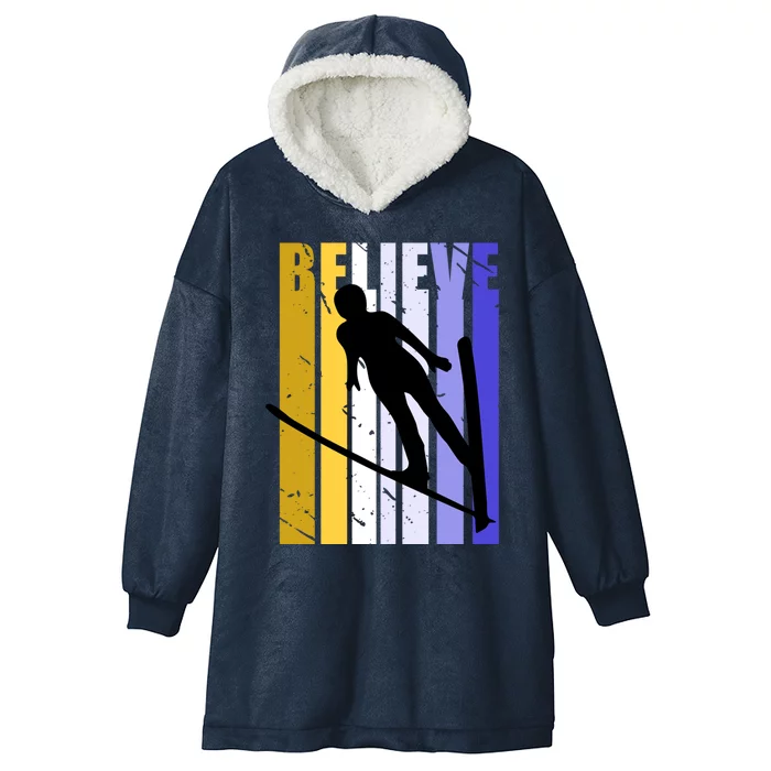 Retro Alpine Ski Jumping Jumper Female Competition Vintage Funny Gift Hooded Wearable Blanket