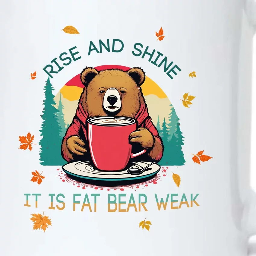 Rise And Shine Fat Bear Week Cute Bear Drinking Coffee Groggy Bear Retro Sunset Black Color Changing Mug