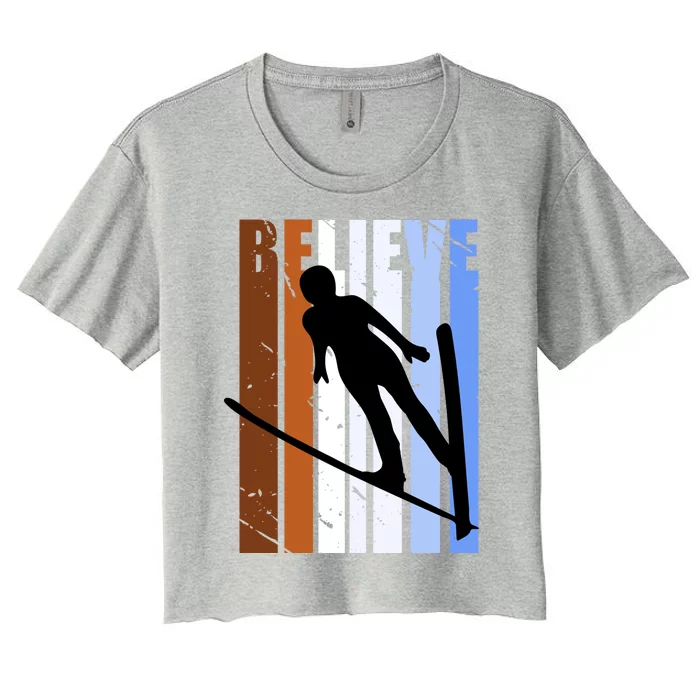 Retro Alpine Ski Jumping Jumper Female Competition Vintage Cool Gift Women's Crop Top Tee