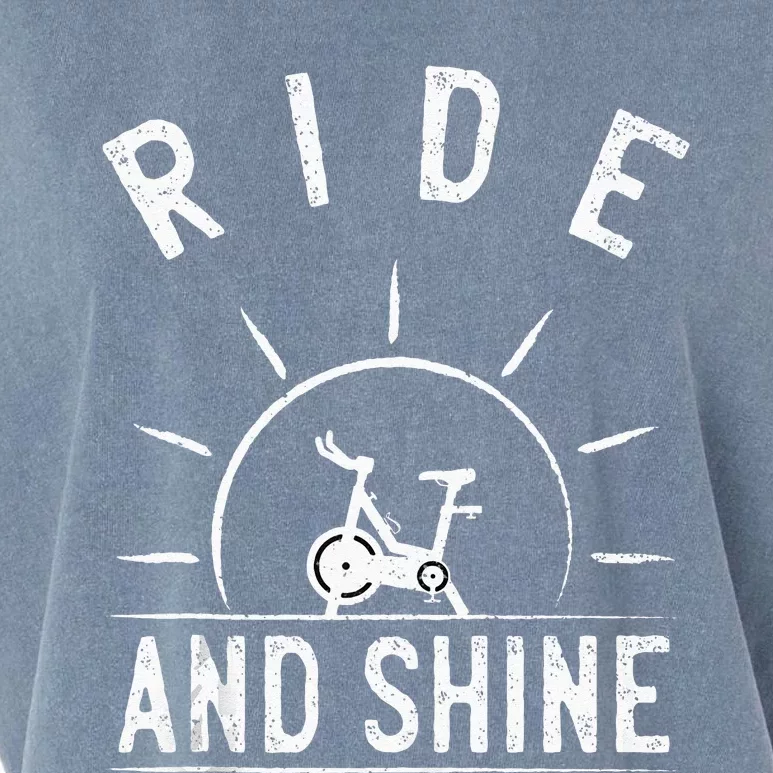 Ride And Shine Funny Indoor Spinning Spin Class Workout Gym Garment-Dyed Women's Muscle Tee