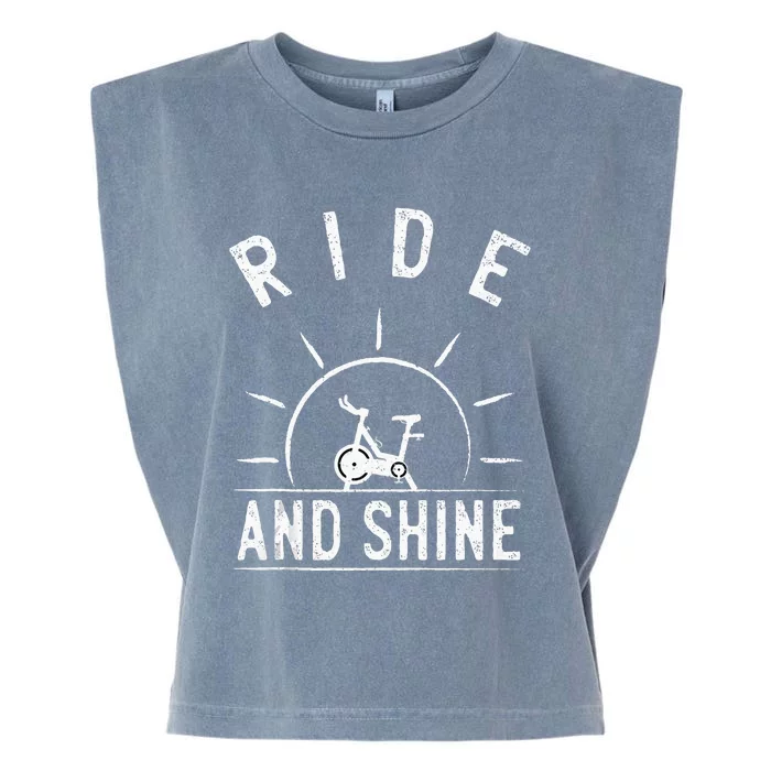 Ride And Shine Funny Indoor Spinning Spin Class Workout Gym Garment-Dyed Women's Muscle Tee