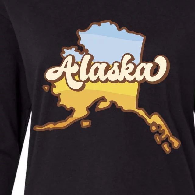 Retro Alaska State Logo Womens Cotton Relaxed Long Sleeve T-Shirt