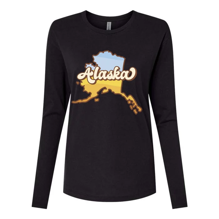 Retro Alaska State Logo Womens Cotton Relaxed Long Sleeve T-Shirt