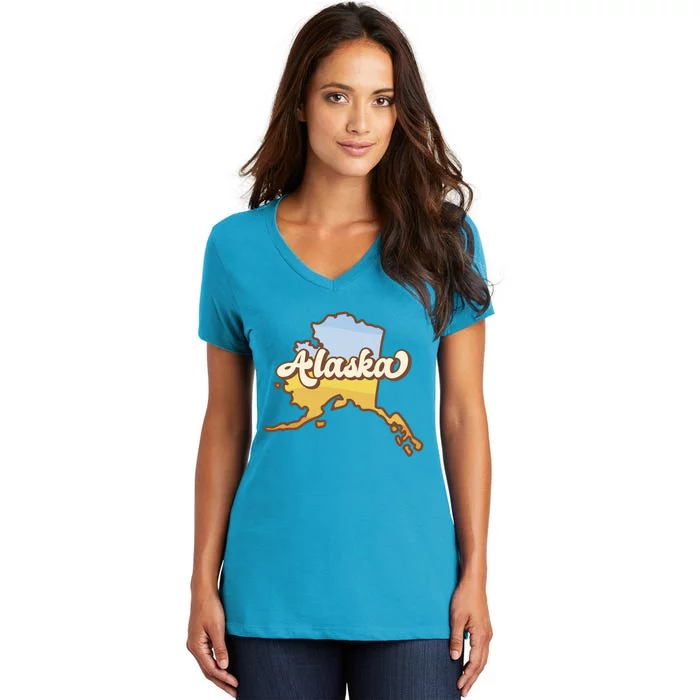 Retro Alaska State Logo Women's V-Neck T-Shirt