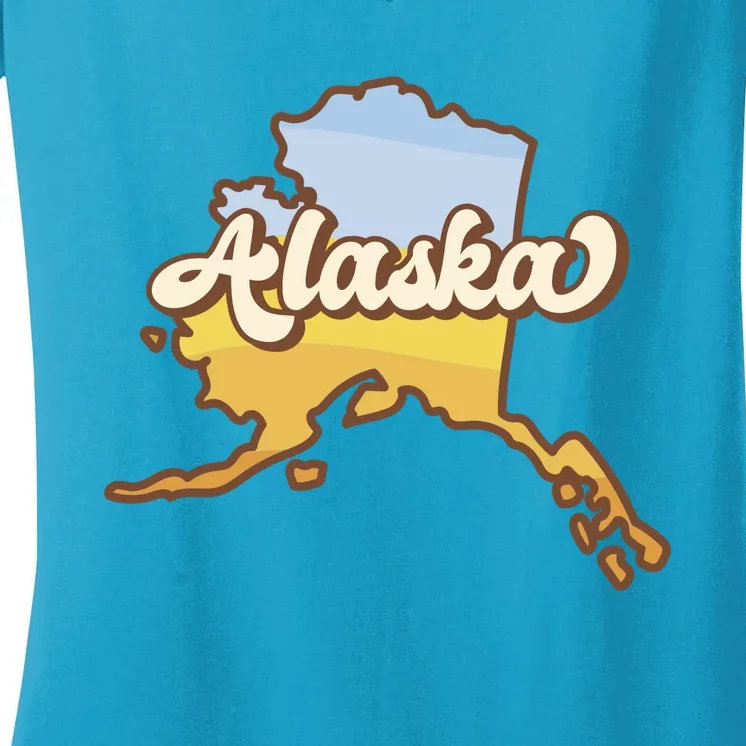 Retro Alaska State Logo Women's V-Neck T-Shirt