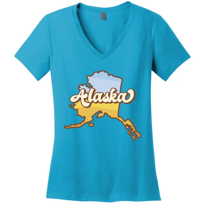 Retro Alaska State Logo Women's V-Neck T-Shirt