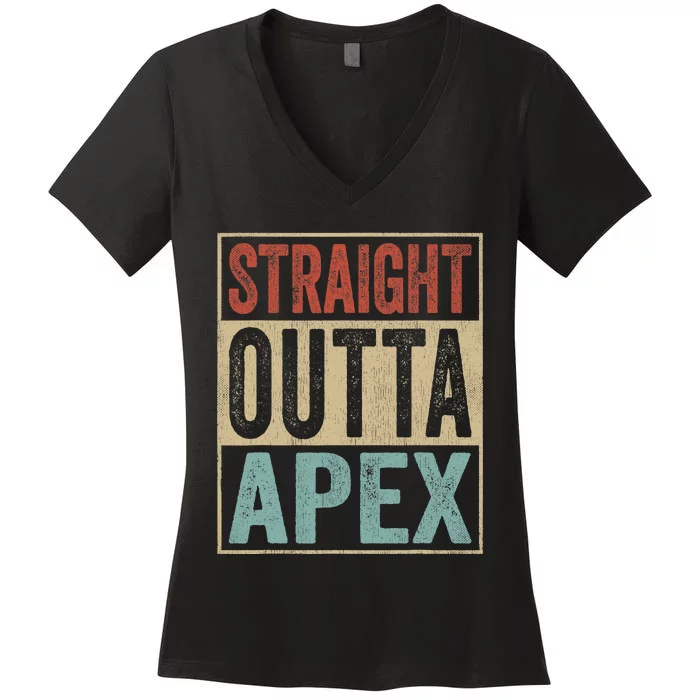 Retro Apex Stuff Clothing Straight Outta Apex Women's V-Neck T-Shirt