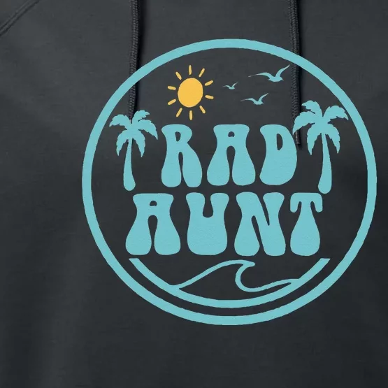 Rad Aunt Surf Matching Birthday The Big One 1st Birthday Performance Fleece Hoodie