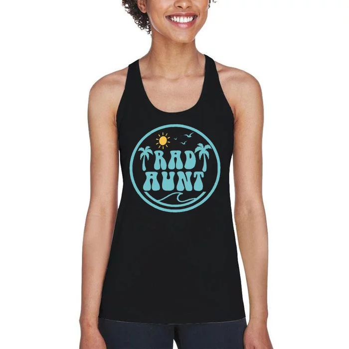 Rad Aunt Surf Matching Birthday The Big One 1st Birthday Women's Racerback Tank