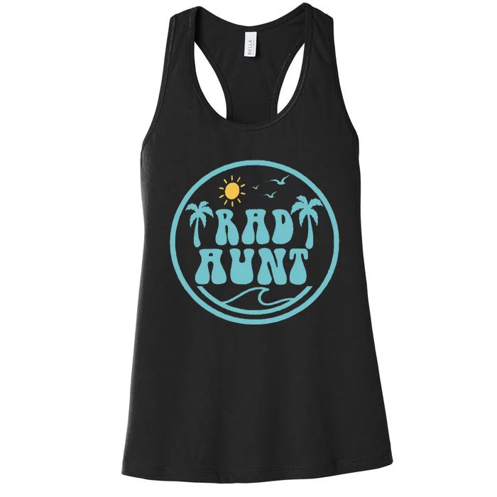 Rad Aunt Surf Matching Birthday The Big One 1st Birthday Women's Racerback Tank