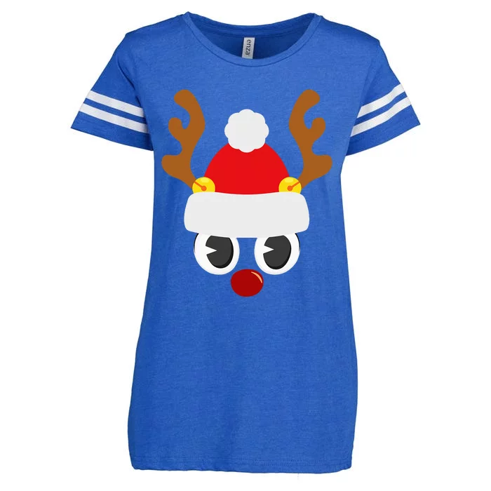 Reindeer Antlers Santa Hat Christmas Pajamas Enza Ladies Jersey Football T-Shirt