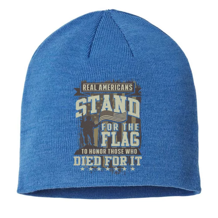 Real Americans Stand For The Flag To Honor The Fallen Gift 8 1/2in Sustainable Knit Beanie