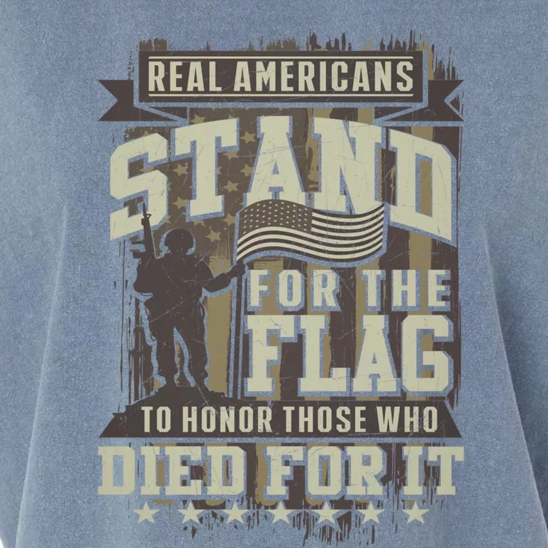 Real Americans Stand For The Flag To Honor The Fallen Gift Garment-Dyed Women's Muscle Tee