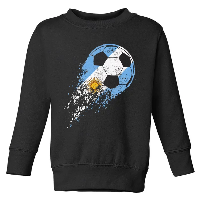 Retro Argentina Soccer Argentinian Flag Pride Soccer Toddler Sweatshirt