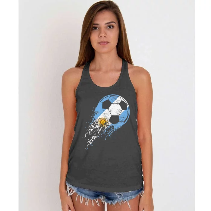 Retro Argentina Soccer Argentinian Flag Pride Soccer Women's Knotted Racerback Tank