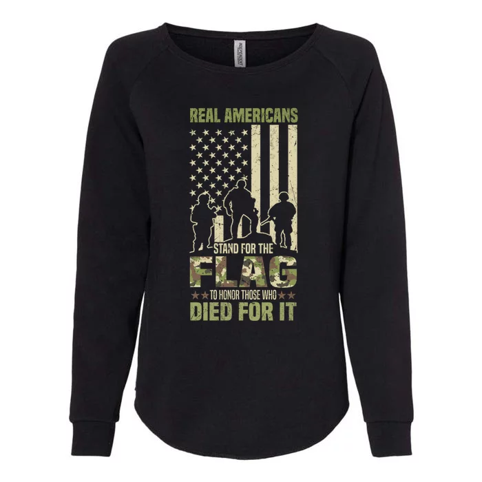 Real Americans Stand For Flag Meaningful Gift Us Veteran Veterans Day Great Gift Womens California Wash Sweatshirt