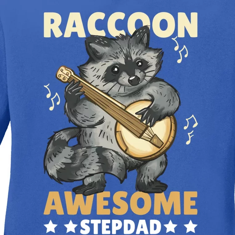 Raccoon Awesome Stepdad For Father's Day Gift Ladies Long Sleeve Shirt