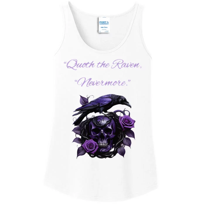 Raven And Skull With Roses Quoth The Raven Ladies Essential Tank