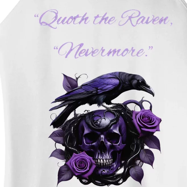 Raven And Skull With Roses Quoth The Raven Women’s Perfect Tri Rocker Tank